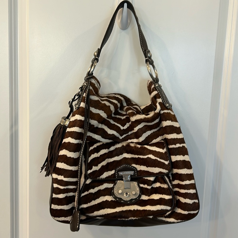 Unique zebra pattern calf fur Talbot’s Purse -